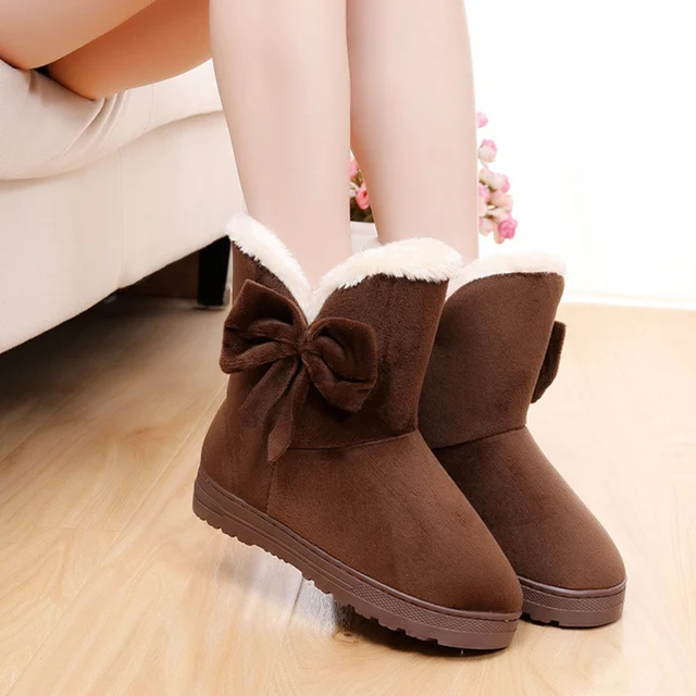 Porcentaje Presa Barra oblicua 1 par de botas de nieve para mujer zapatos calientes de peluche Bowknot  antideslizante para invierno al aire libre ASD88 - AliExpress