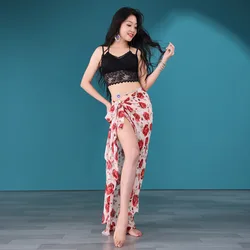 Luxury Belly Dance Skirt Set Practice Clothes Chiffon Flower Skirt Suit Oriental Dance Performance Sexy Carnival Costumes Woman