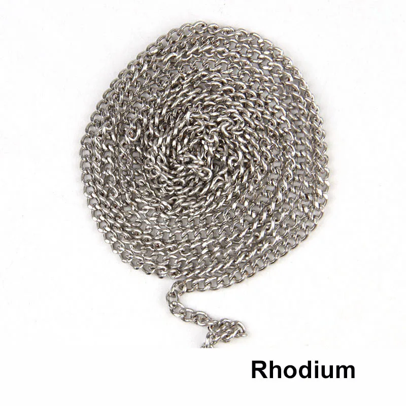 Rhodium 2 м/лот толстое металлическое ожерелье цепь Золотой Серебряный цвет цепочка без распорок для аксессуаров DIY Изготовление ювелирных изделий Подходит для сумок - Цвет: Rhodium
