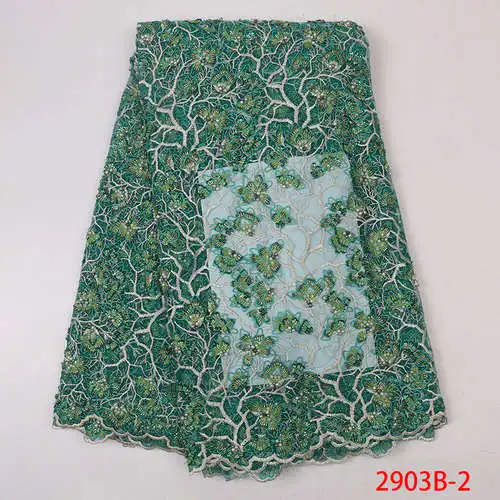 Африканская кружевная ткань высокое качество кружева роскошное кружево Новое тяжелое платье модное Свадебное кружево для шитья QF2903B-6 - Цвет: picture 2