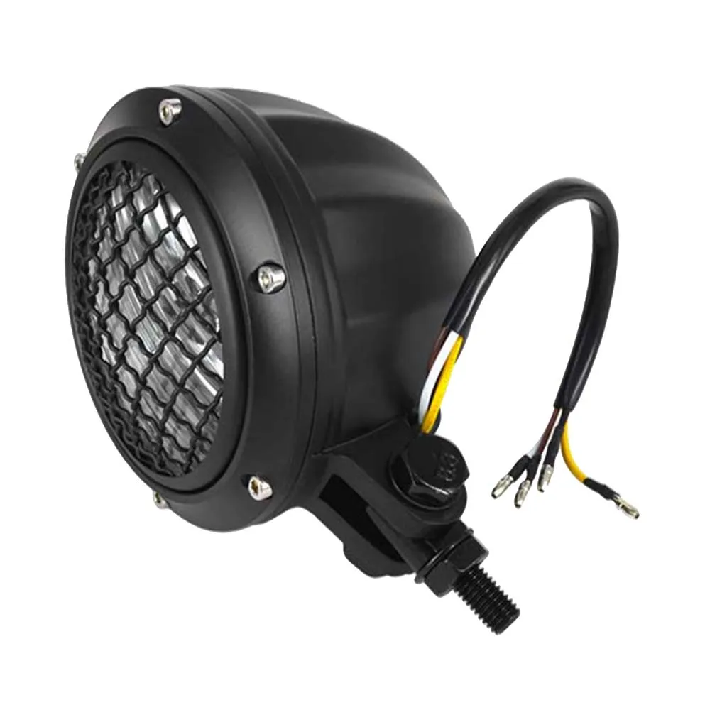  12V Black Retro Front Headlight Headlamp Universal for Motorcycles Dirtbike Waterproof Fits for Harley Yamaha 