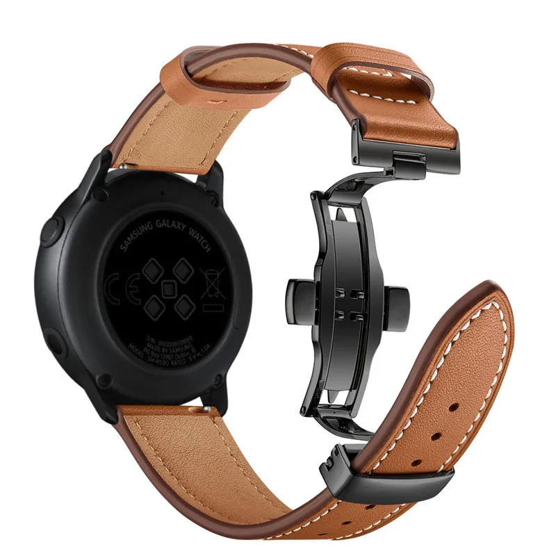 Кожаный ремешок для samsung Galaxy Watch active Band 20 мм ремешок Браслет замена для Galaxy active2 40 мм браслет металлическая пряжка
