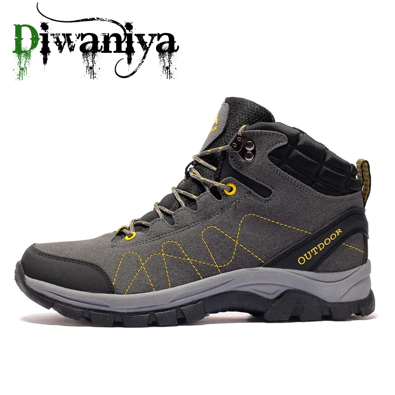 Men Dark Gray Мужские водонепроницаемые треккинговые ботинки, дышащие тактические армейские ботинки, обувь для скалолазания на открытом воздухе, Нескользящие треккинговые кроссовки для мужчин 46 - Цвет: Men Dark Gray