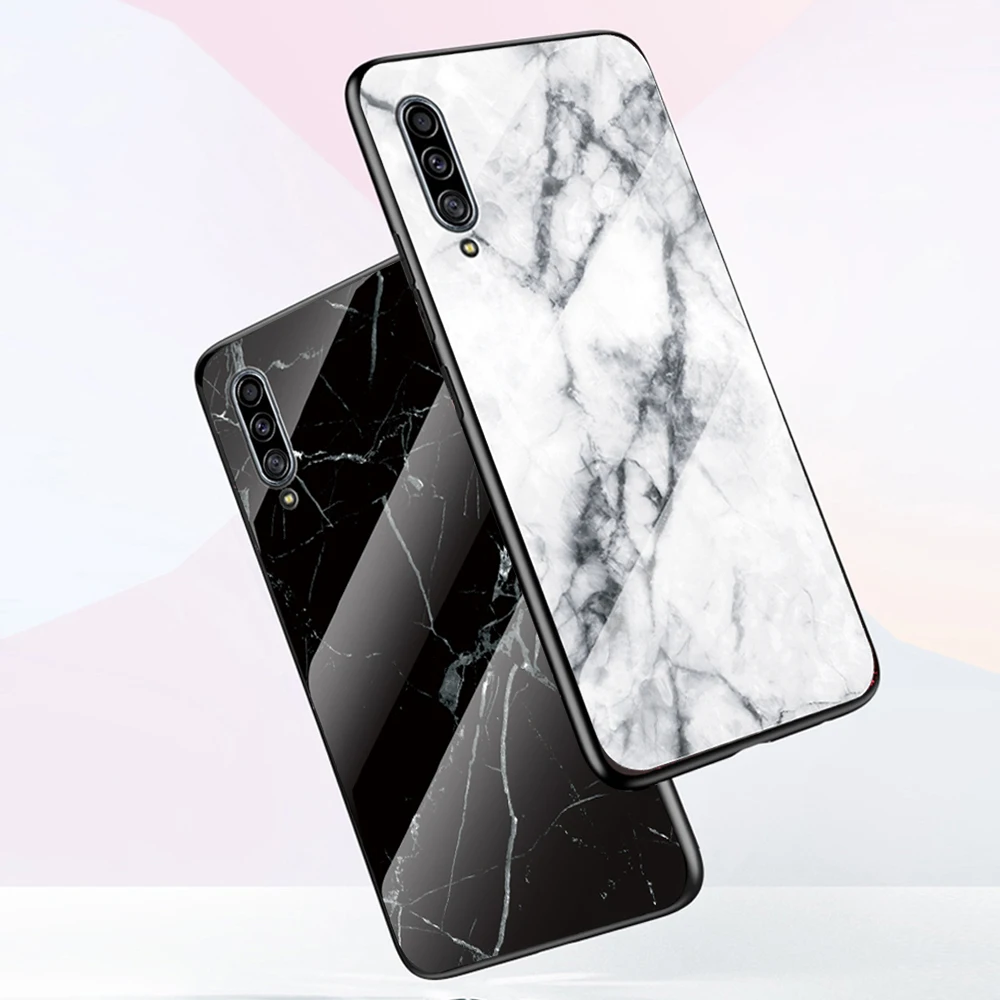 Задняя крышка из закаленного стекла с мраморным рисунком для Samsung Galaxy A90 5G A80 A70s A60