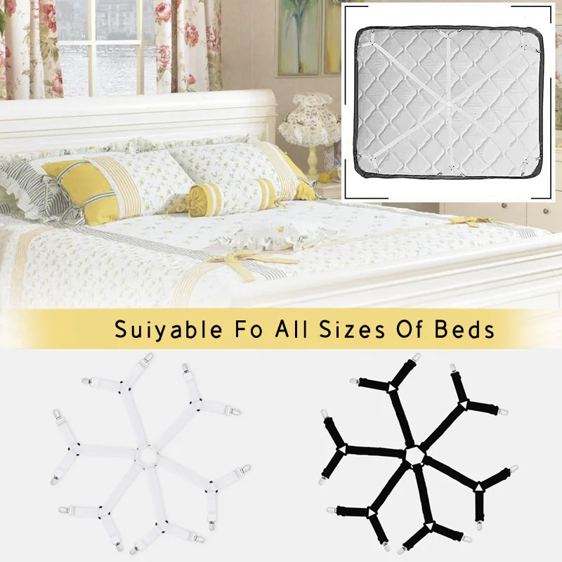  Adjustable Elastic Linen Fasteners Way Sides Suspenders Sheet Holders Bed Clips Grippers Mattress S