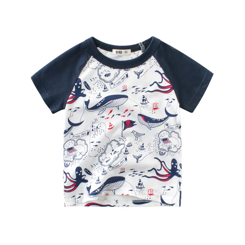 Kids T Shirt 1 2 3 4 5 6 7 8 9 Years Kids Boys Cotton Short Sleeve Shark Cartoon T-Shirts Summer Tops Clothing