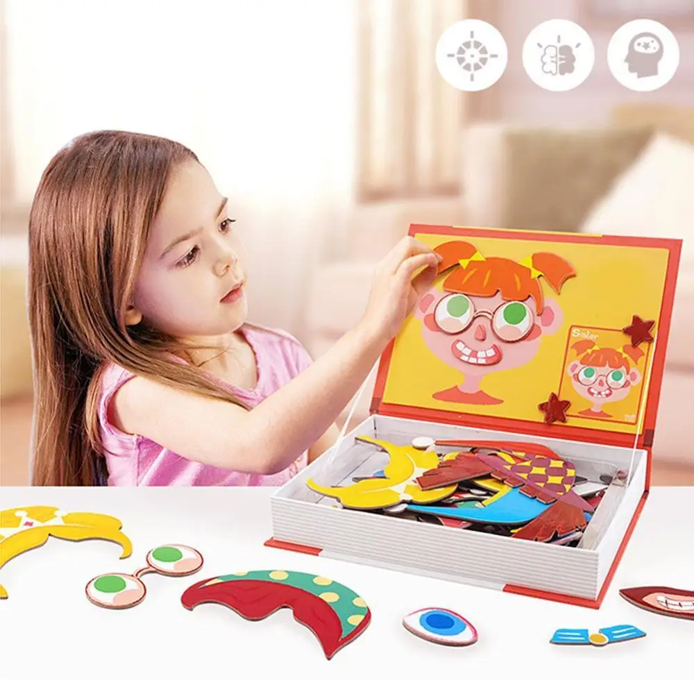 

3D Magnetic Book Puzzle For Kids Puzzle Toy Training Game Learning Time Puzzle Educational Toys for Children Christmas Gift