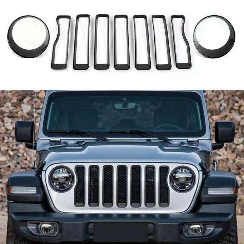 Передняя решетка вставки фар комплект для Jeep Wrangler JL Unlimited