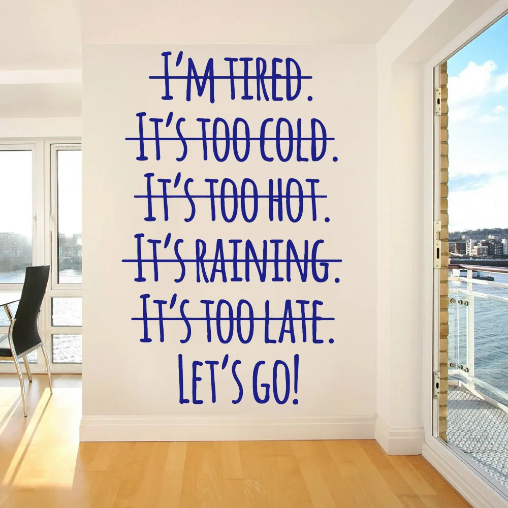 Inspiring Letters Wall Stickers Office Window Decoration Motivation Phrase Words Let's Go Teen Room Vinyl Decal Z559 | Дом и сад