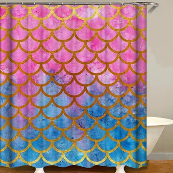 

Modern With 12 Hooks Fashion Home Bathroom Decor Washable Hotel 3D Printed Polyester Soft 70.87x70.87inch Shower Curtain