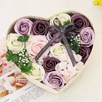 Seife Blume Herz-shaped Rose Geschenk Box Valentinstag Geburtstag Freundin Geschenk Künstliche Dekorationen