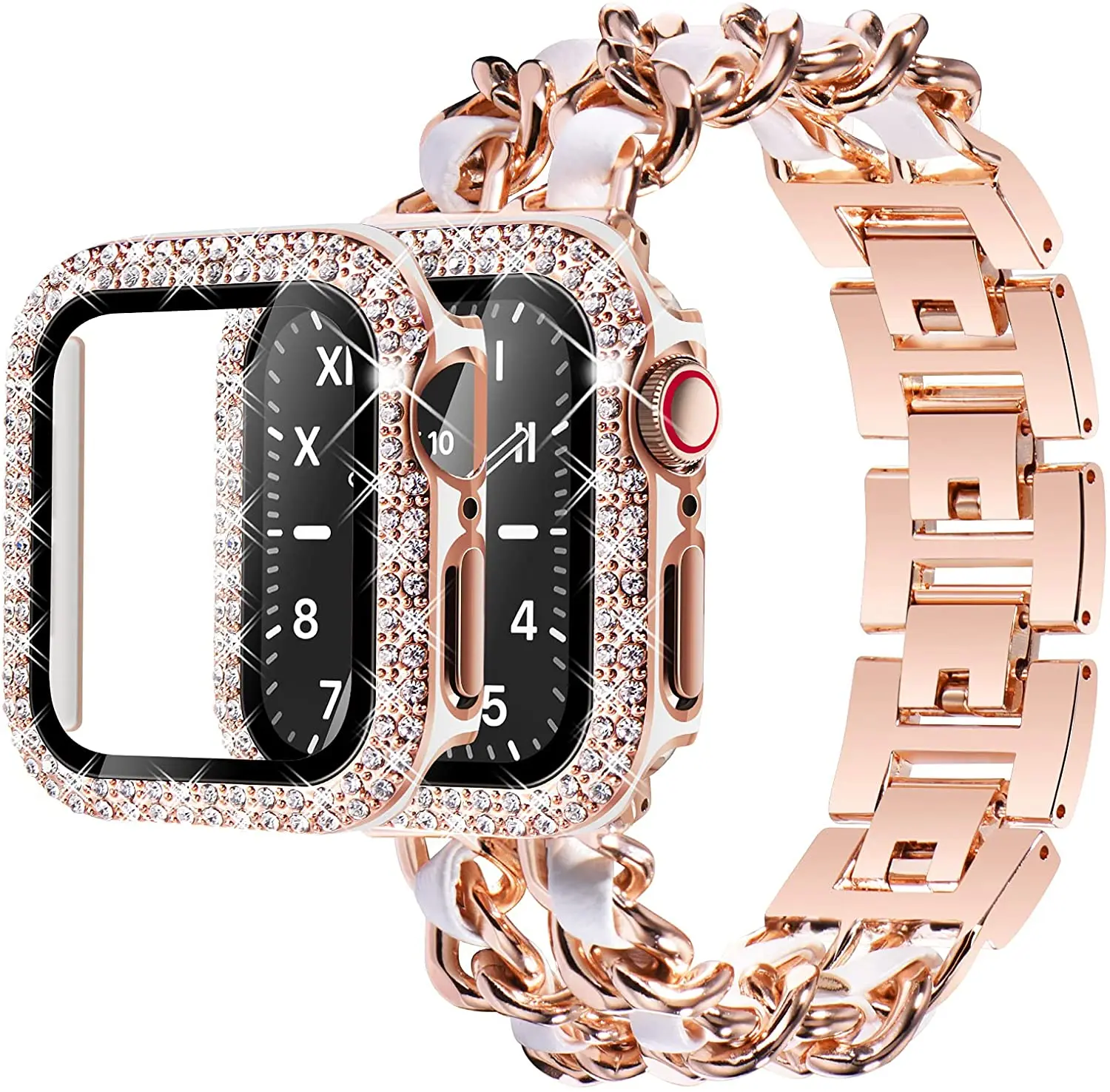 Rose gold-White
