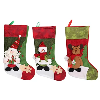 

Christmas Decorative Socks Santa Claus Elk Snowman Christmas Decoration Candy Stocking Lovely Gift Bag For Children