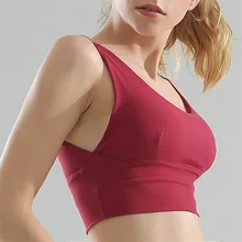 Женское u-образное красивое однотонное нижнее белье для йоги, пуш-ап, ударопрочный, не провисает, для бега, спорта, фитнеса, жилет, стиль B