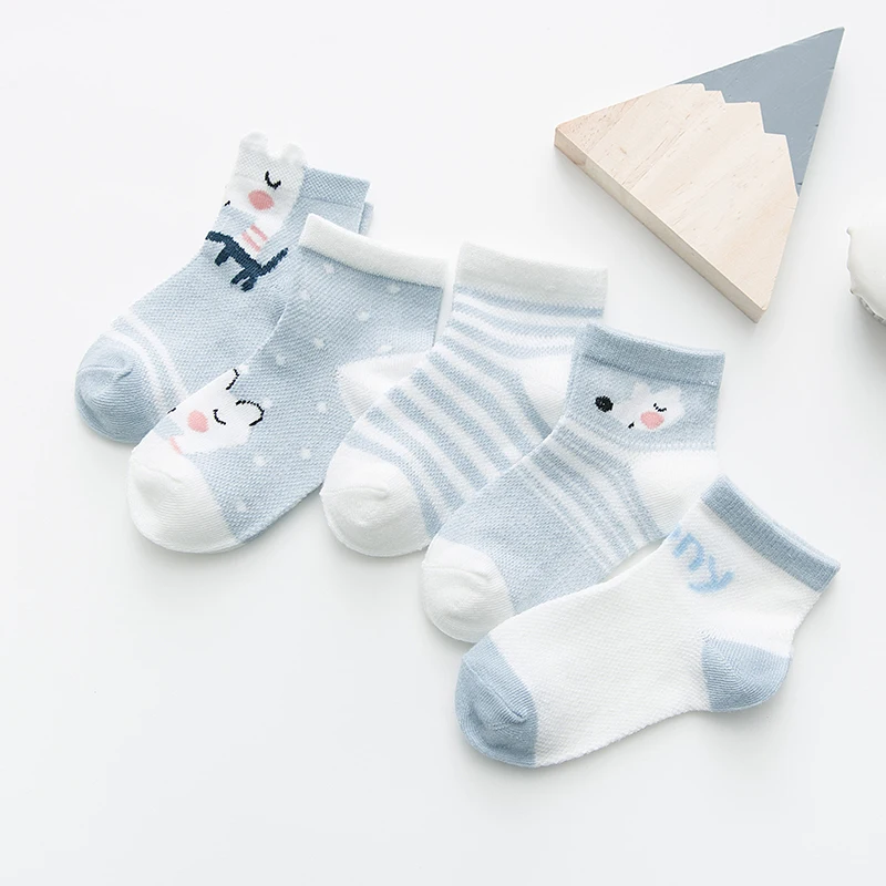 5 пар/упак. детские гетры для малышей с принтом «Лиса» для детей 0-24 м, сетчатые хлопковые летние носки для новорожденных девочек, пальто для маленьких мальчиков