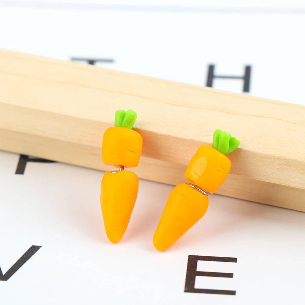 Creative Novelty Cartoon Carrot Shape Earrings Handmade Earrings Personality Cute Ladies Party Daily Wild Jewelry Accessories