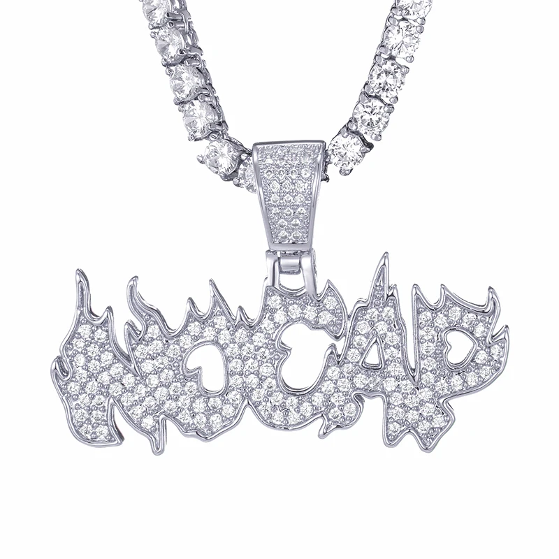 В Стиле Хип-хоп, ожерелья и подвески с кубическим цирконием без колпачка для Мужчин, Ювелирные изделия с теннисной цепочкой - Окраска металла: Silver