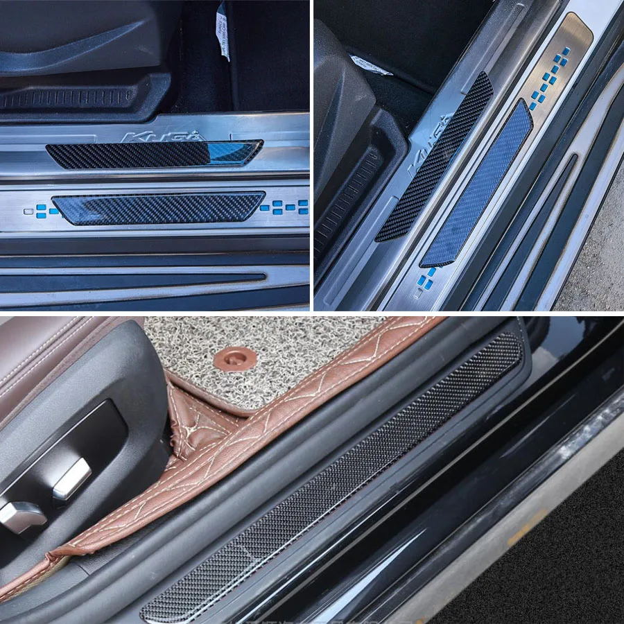 Car Door Sill Scuff Plate Universal Auto Entry Threshold Cover Panel Carbon Fiber Step Protective Decorative Sticker Guard