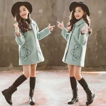 

Girls Autumn and Winter Woolen Coats 2020 New Children Winter Clothing Novelty Mid-length Thickened Children's Woolen Coat