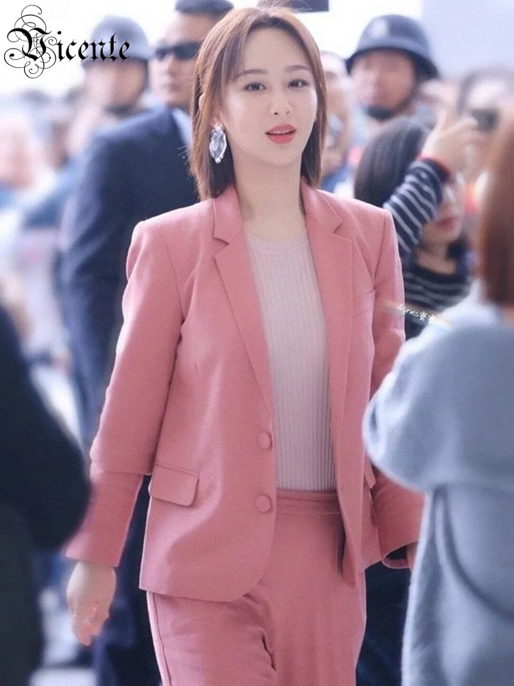 VC All Free Shipping New Chic Women Blazer Suits Single Button Turn-down Collar Design Office Ladies Pants Suit