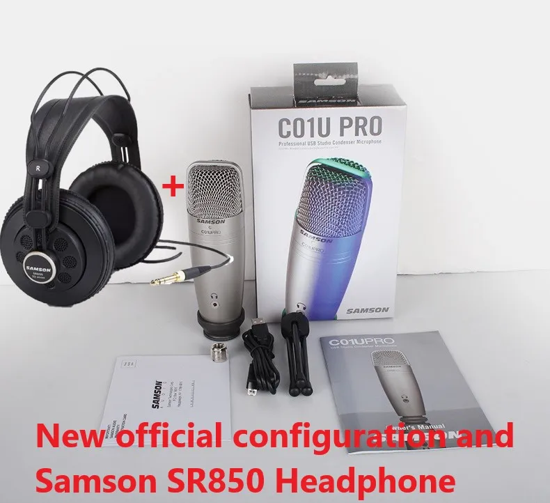 with SR850 Наушники SAMSON C01U Pro и SAMSON SR850 с микрофоном для мониторинга в реальном времени, USB конденсаторный микрофон для трансляции музыки - Цвет: with SR850