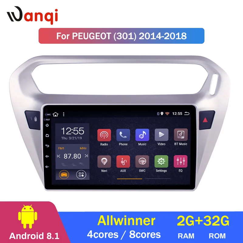 Android 9.1 Octa 8 Core 2+32G Car Radio DVD For Peugeot 301 Citroen Elysee 2014 2015 2016 2017 2018 HD 9 Inch GPS Navigation | Автомобили