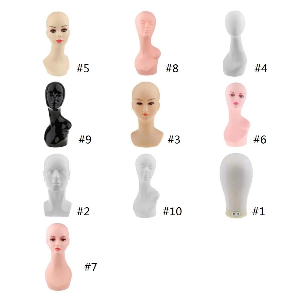 Male Female Mannequin PVC Manikin Head Bust Wig Glasses Hat Display Stand Model