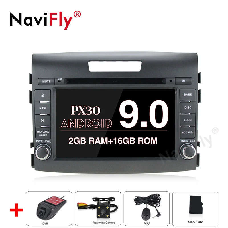 NaviFly Android 9,0 автомобильный мультимедийный плеер gps навигации для Honda CRV 2012 2013 автомобиля Радио DVD стерео BT карта 8 Core, 4 Гб+ 64G - Цвет: 2 16G Camera DVR