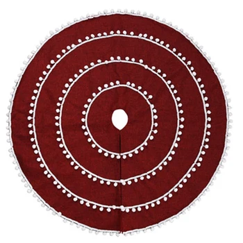 

Christmas Decorations White Ball Circle Linen Tree Skirt Red Fur Ball Tree Skirt Tree Bottom Dress Up Atmosphere Layout