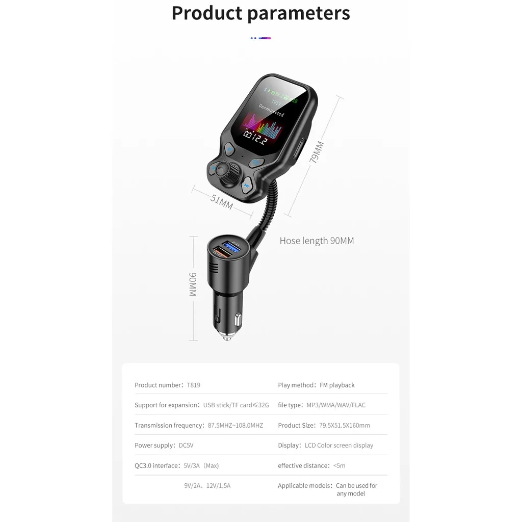 CARPRIE автомобильное зарядное устройство с fm-передатчиком Bluetooth приемник аудио MP3 плеер TF карта Автомобильный комплект QC3.0 двойное автомобильное usb-устройство для зарядки телефона