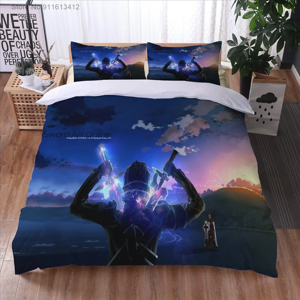 Anime Sword Art Online High Quality 3D Printed Pattern Duvet Cover with Pillow Cover Bedding Set Anime Bed Set Bedroom Luxury