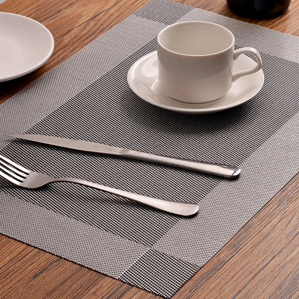 Behogar 4pcs Dining Table Placemats Heat-Resistant PVC Anti-slip Oilproof Waterproof Placemat Home kitchen Restaurant Place Mats