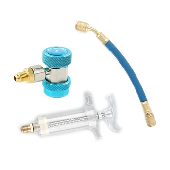 

Car A/C Oil & Dye Injector+Low R12 Or R134A Quick Coupler Adapter Kit Injection Brand New And High Quality