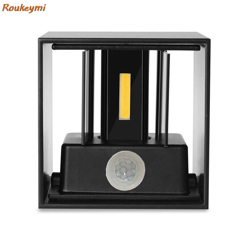 Roukeymi LED 벽 램프 모션 센서, 방수 호텔 방, 침대 옆 큐브, 심플한 사각형 장식