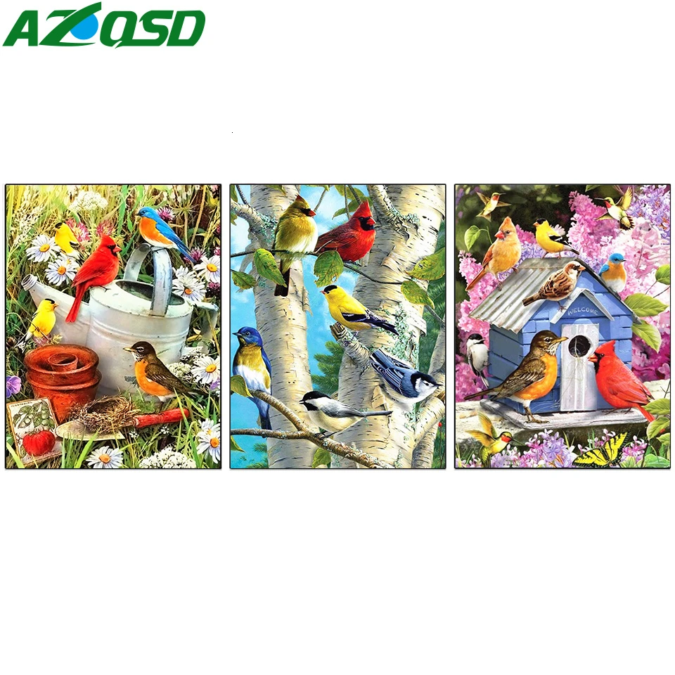 

AZQSD Diamond Painting 5d Birds Embroidery Scenery Needlework Picture Of Rhinestones Cross Stitch Full Drill Home Decor Gift