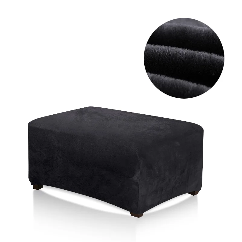 115x65x42 см плюшевая ТКАННАЯ оттоманка, крышка для ног, чехлы для ног, протектор для ног, эластичная защита для мебели, сменные чехлы - Цвет: Black