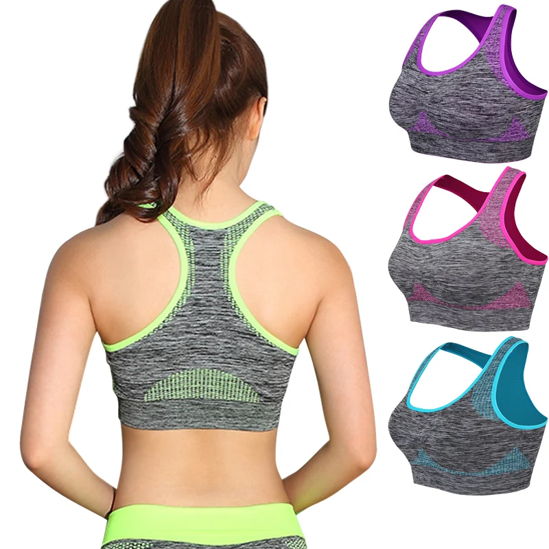 Shockproof Quick Dry Sports Bra Women Padded Gather Yoga Bra Push Up Gym Running Bra Seamless Workout Fitness Bra Top 1