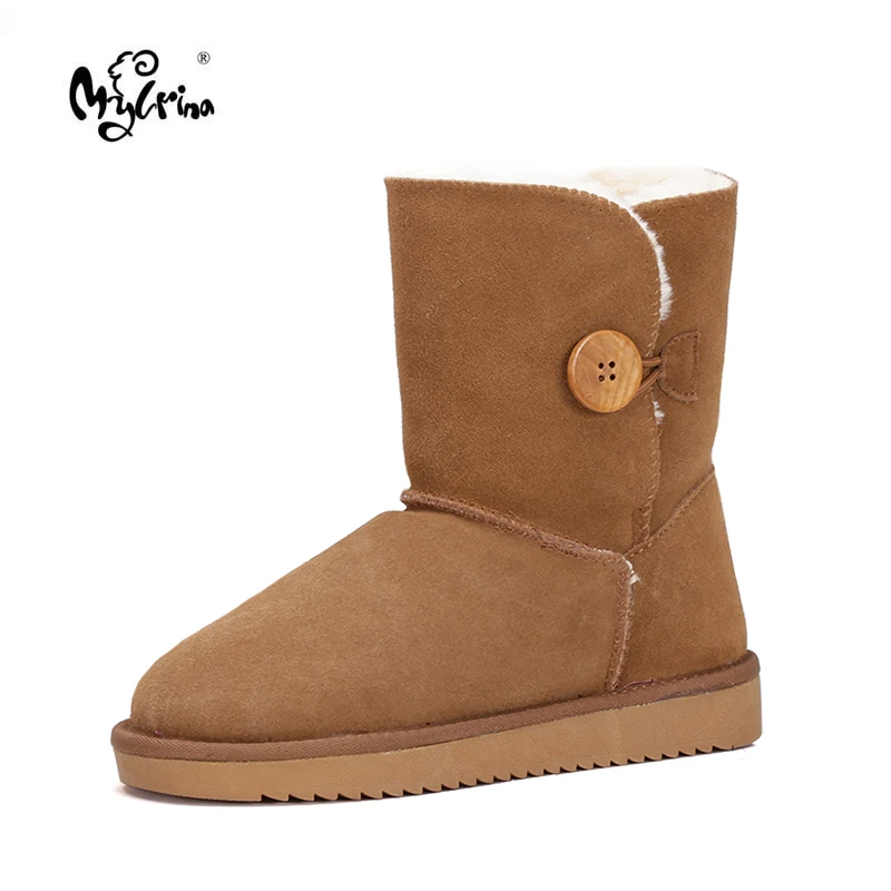 

MYLRINA 2019 Australia Classic Genuine Cowhide Leather Snow Boots High Quality Winter Waterproof Women Boots Warm Lady Shoes