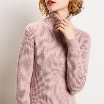 

2020 Autumn OL Temperament Korean Women's Pullover Long Sleeve High Collar Loose Sweater Mid-length Knitwear