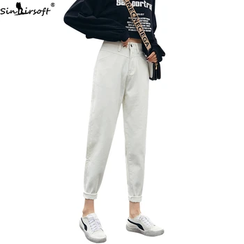 

Women's Spring And Autumn New Wild Loose Feet Skinny Jeans Woman Fashion Comfortable Loose Casual High Waist Jeans Women