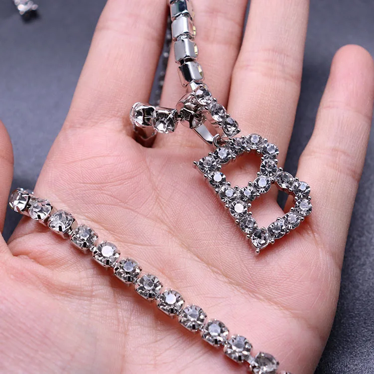 2021 New style A-Z Letters Hip Hop Simple 5mm Zircon Large Letter Pendant 26 Letters Necklace Free Combination BlingBling Letter