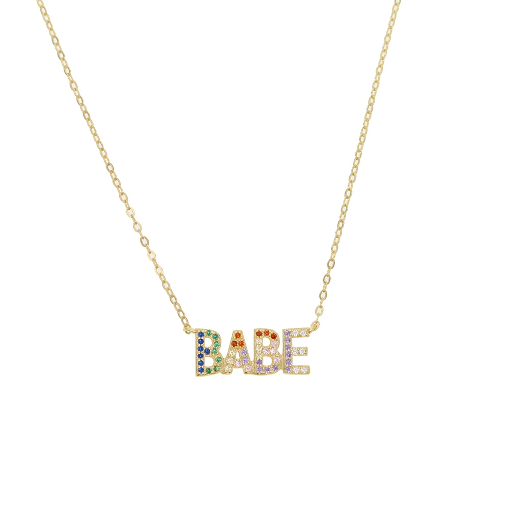 Женское разноцветное ожерелье с надписью rainbow cz pastel BABE ювелирное изделие из 100%