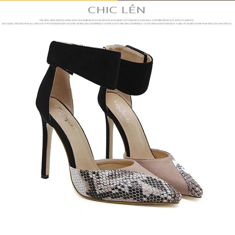 SWQZVT Snake pattern high heels women shoes pointed thin heel sexy female pumps 2020 spring summer leather women party shoes new (6)