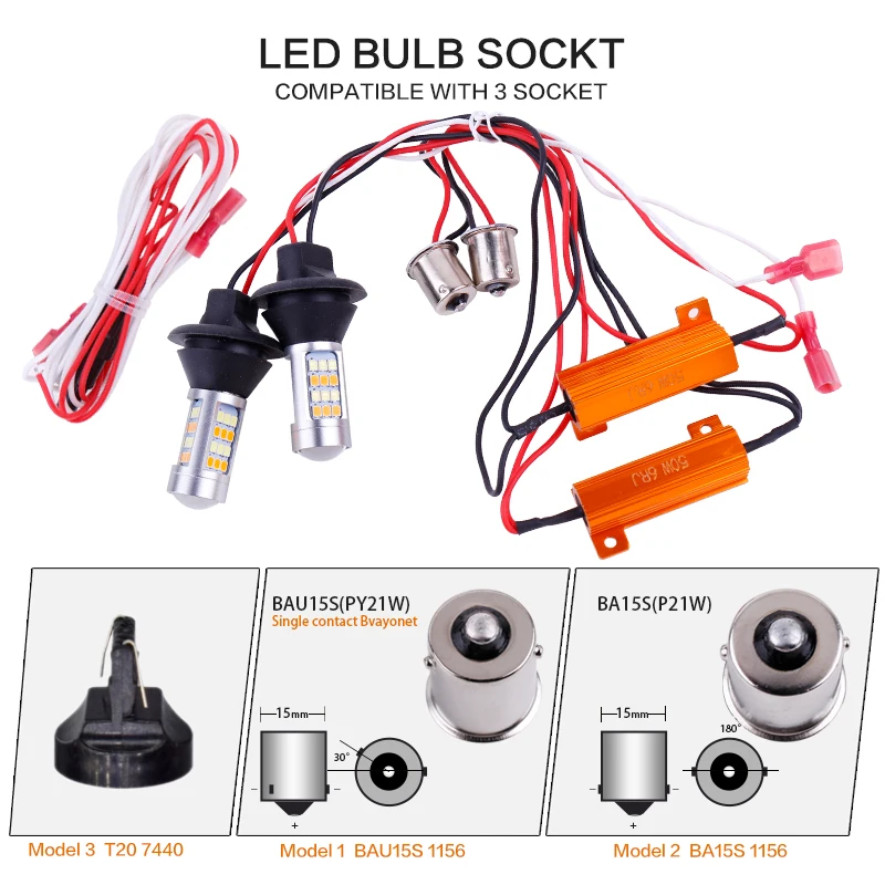 2 шт. p21w py21w w21w T20 7440 42LED Bau15s ba15s 1156 Canbus LED DRL бег светильник s сигнала поворота светильник с двумя режимами для автомобиля светильник Инж