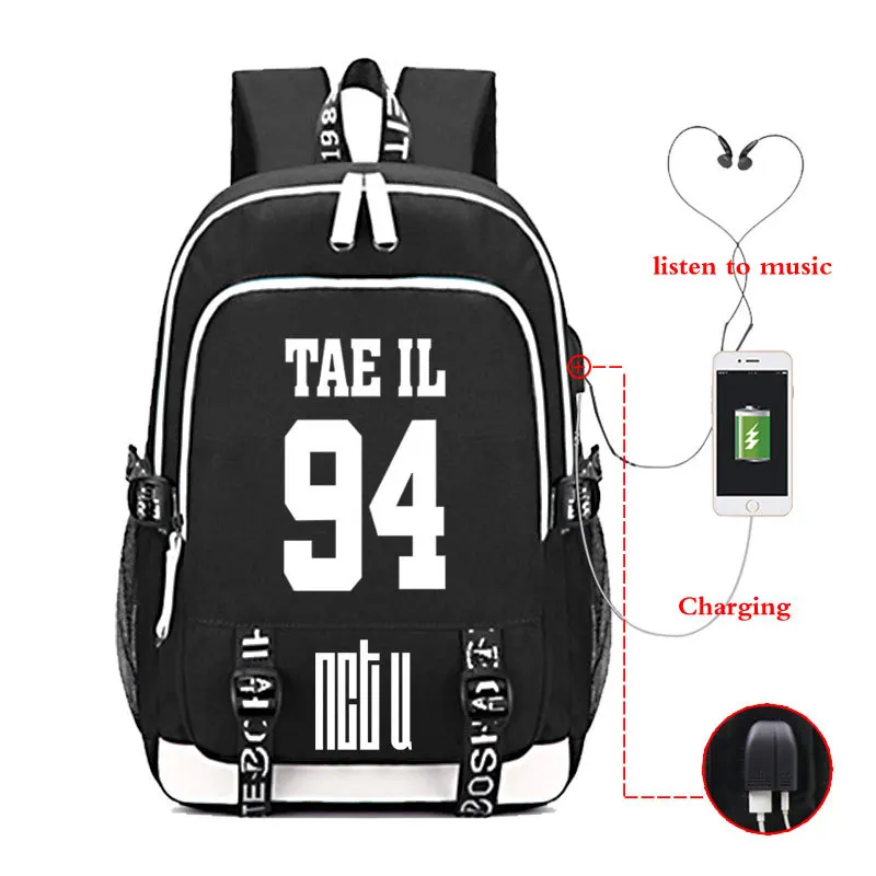 Kpop NCT backpack multifunction USB charging earphone Jack back to school bag fashion NCT 127 Kpop stationery new arrivals