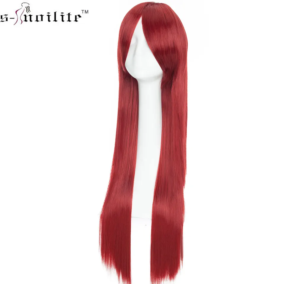 SNOILITE 80 см 100 см длинный прямой парик для косплея красный фиолетовый розовый черный парик косплей синтетический парик для мужчин и женщин