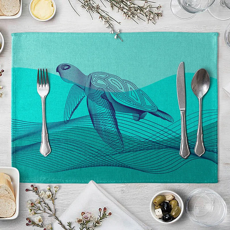 Настольный коврик с рисунком океана морской конь дельфин морская звезда