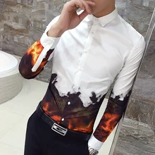 Рубашка с цифровой печатью, с длинными рукавами, новинка, Мужская Дизайнерская рубашка с цветочным принтом, высокое качество, мужская Тонкая рубашка для выпускного вечера, Мужская нижняя рубашка