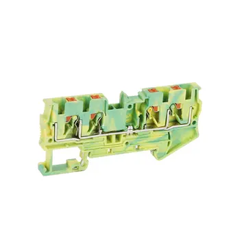 

Din Rail Ground Terminal Blocks 10Pcs PT2.5-QUATTRO-PE Spring Feed Through Connection Ground Terminal Block Wire Conductor