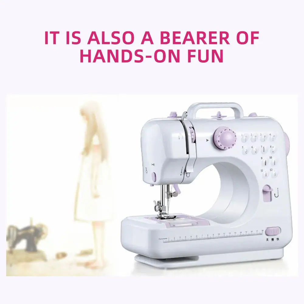

Mini Sewing Machine Purple White Electric Desktop Useful Hand-Held Sewing Machine Portable ABS Multifunctional Handheld